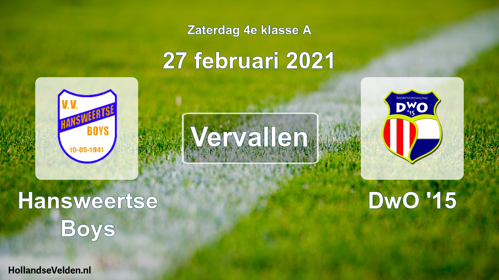 Scheduled Match: Hansweertse Boys - DwO '15 (27 February 2021)