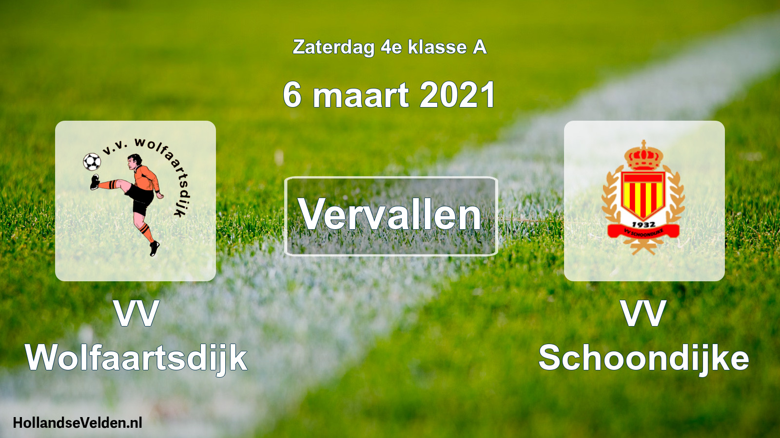 Scheduled Match: VV Wolfaartsdijk - VV Schoondijke (6 March 2021)