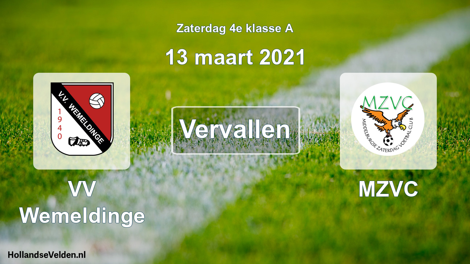 Scheduled Match: VV Wemeldinge - MZVC (13 March 2021)