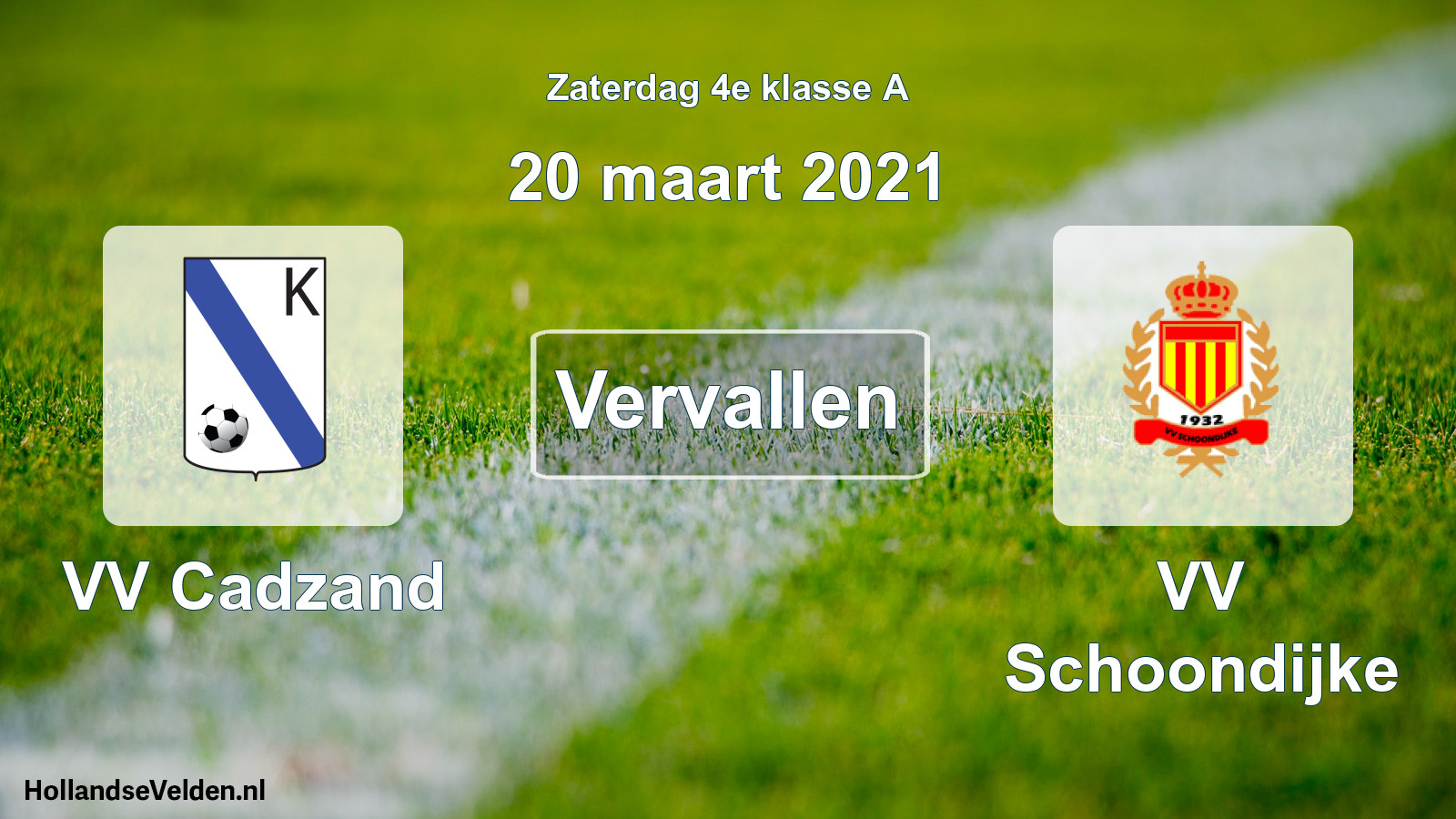 Scheduled Match: VV Cadzand - VV Schoondijke (20 March 2021)