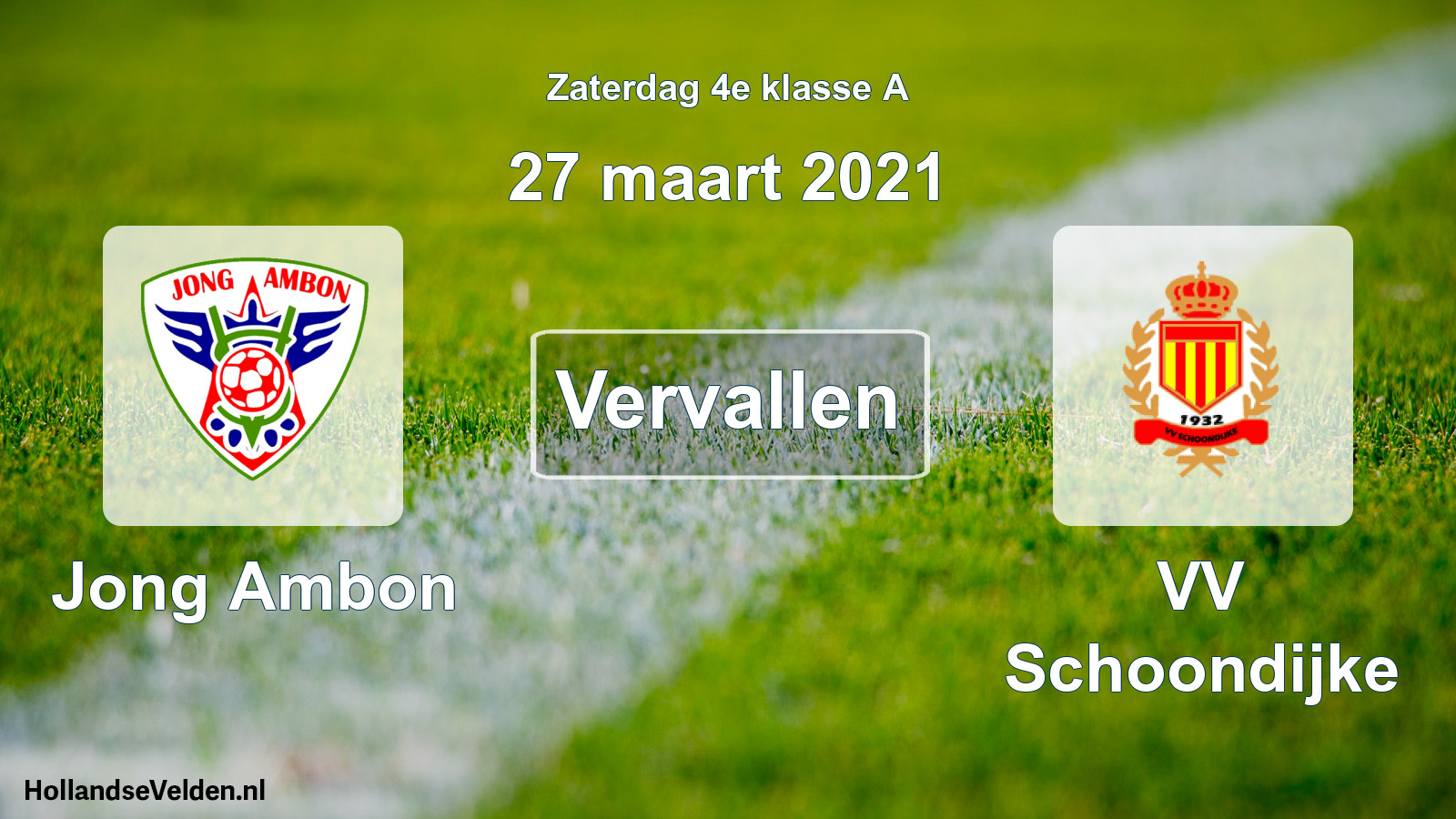 Scheduled Match: Jong Ambon - VV Schoondijke (27 March 2021)