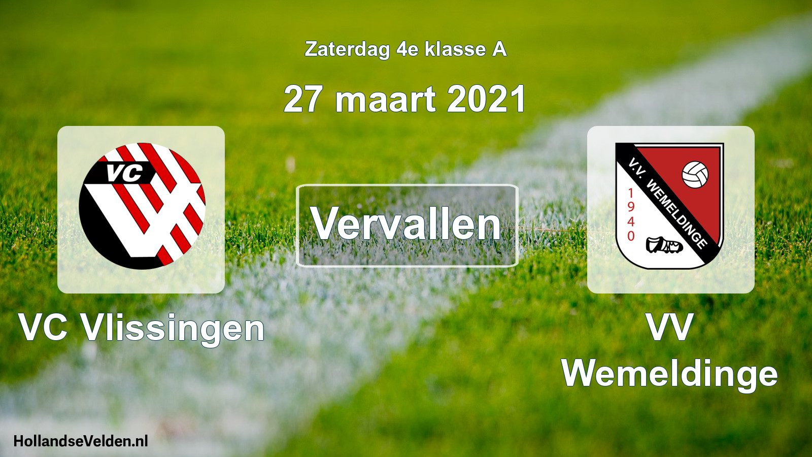 Scheduled Match: VC Vlissingen - VV Wemeldinge (27 March 2021)