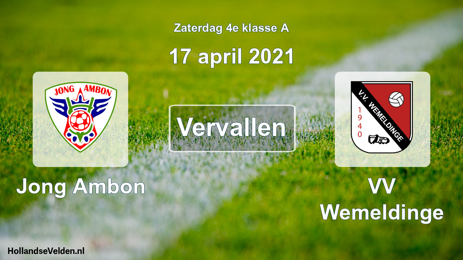 Scheduled Match: Jong Ambon - VV Wemeldinge (17 April 2021)