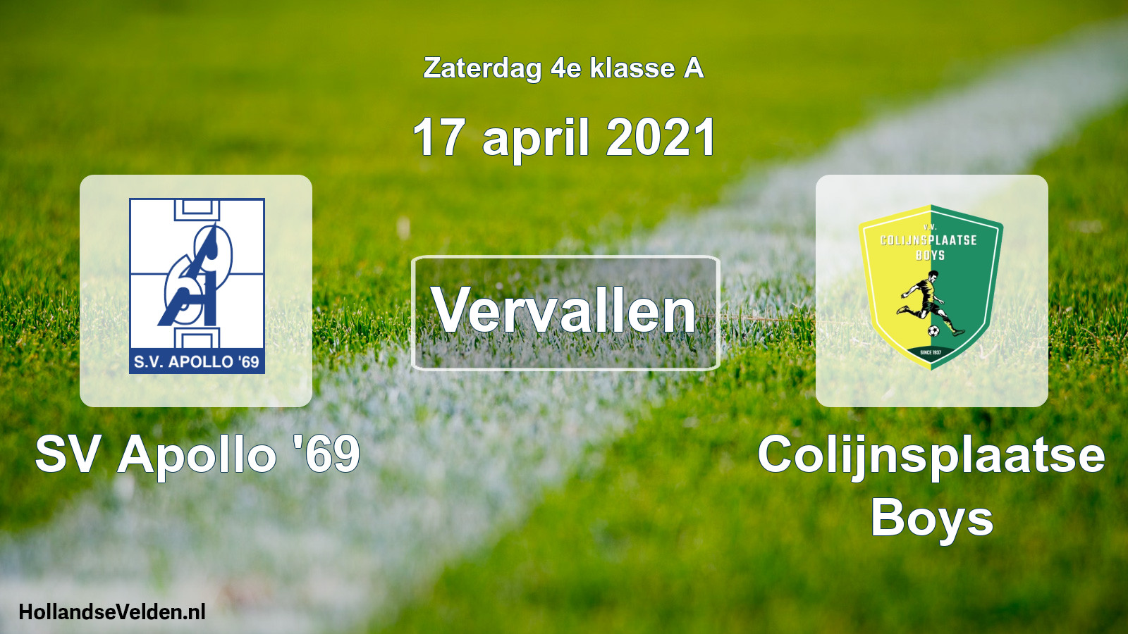 Scheduled Match: SV Apollo '69 - Colijnsplaatse Boys (17 April 2021)