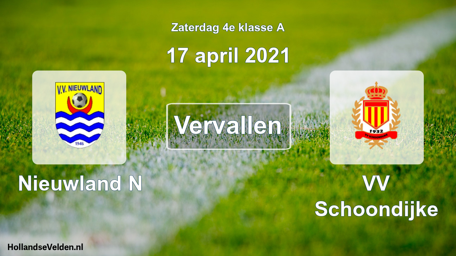 Scheduled Match: Nieuwland N - VV Schoondijke (17 April 2021)