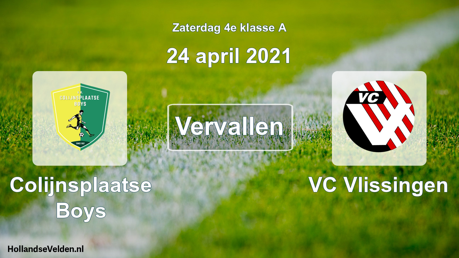 Scheduled Match: Colijnsplaatse Boys - VC Vlissingen (24 April 2021)