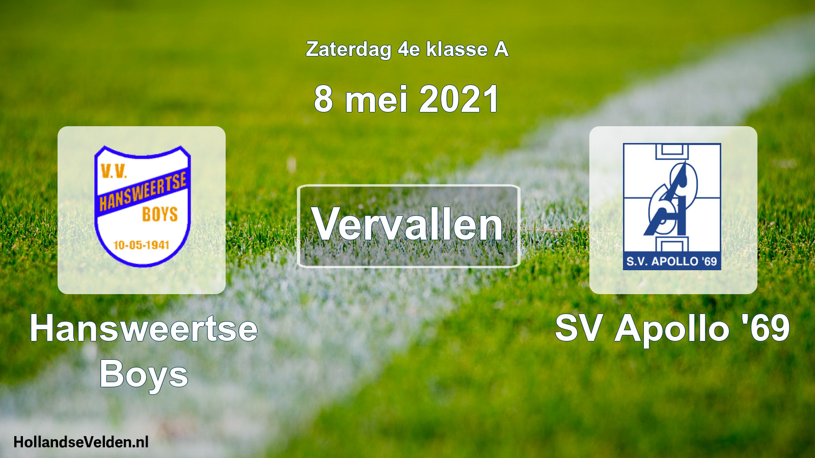 Scheduled Match: Hansweertse Boys - SV Apollo '69 (8 May 2021)