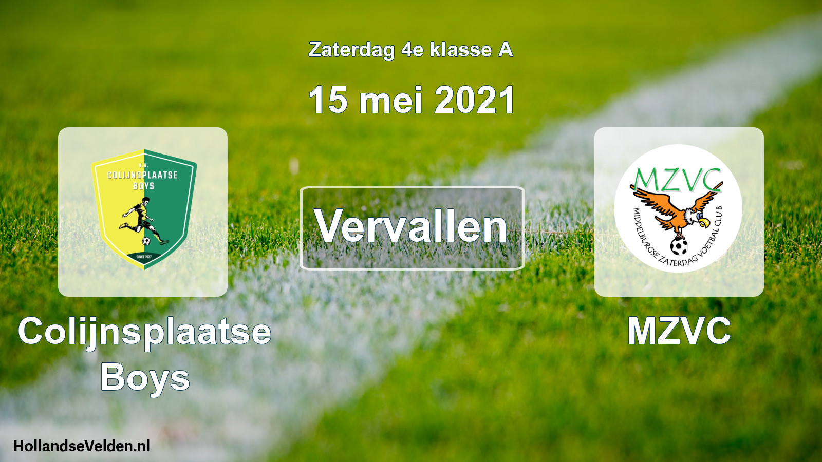 Scheduled Match: Colijnsplaatse Boys - MZVC (15 May 2021)
