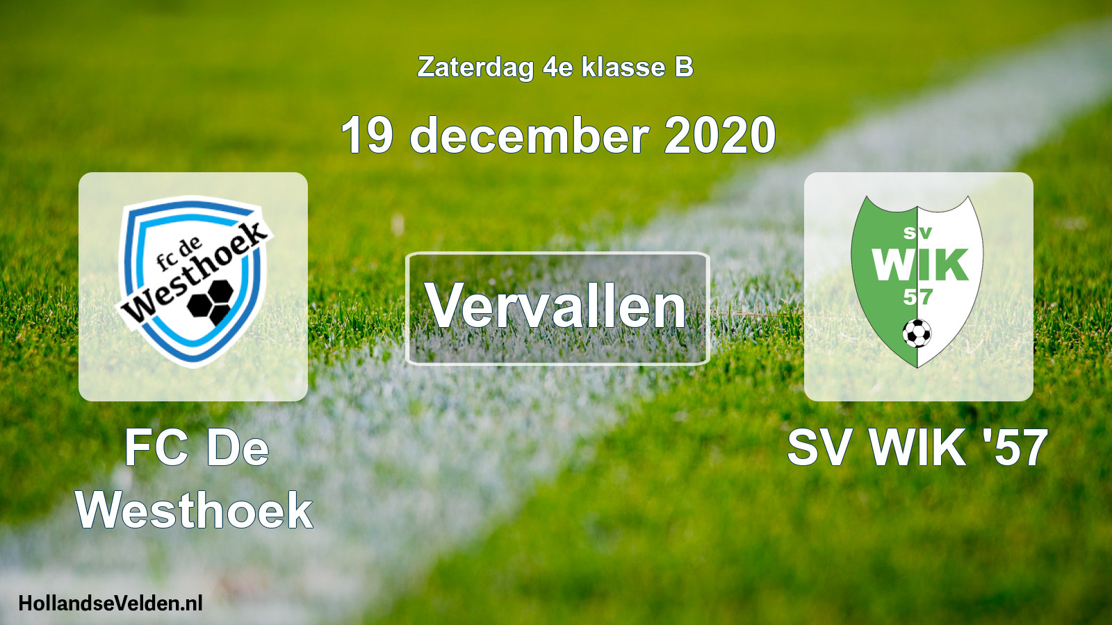 Scheduled Match: FC De Westhoek - SV WIK '57 (19 December 2020)