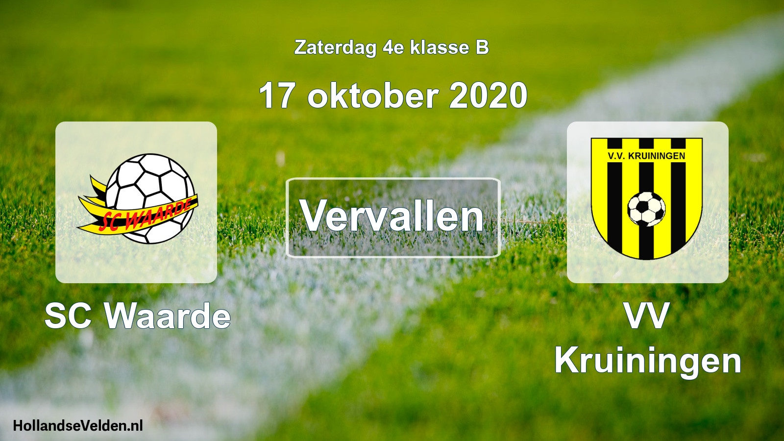 Scheduled Match: SC Waarde - VV Kruiningen (17 October 2020)