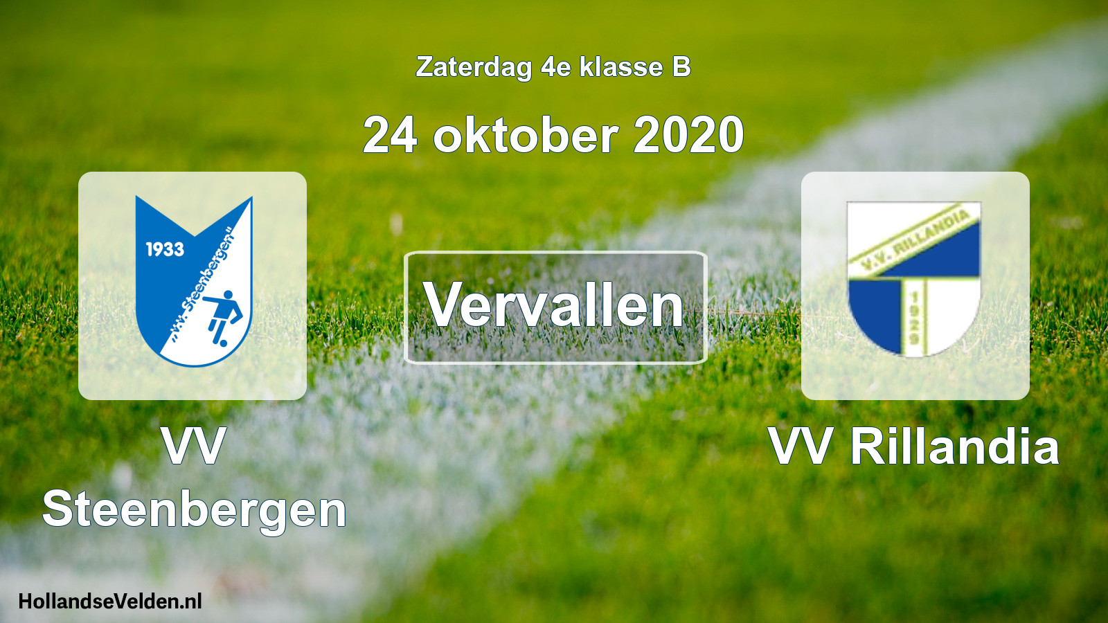 Scheduled Match: VV Steenbergen - VV Rillandia (24 October 2020)