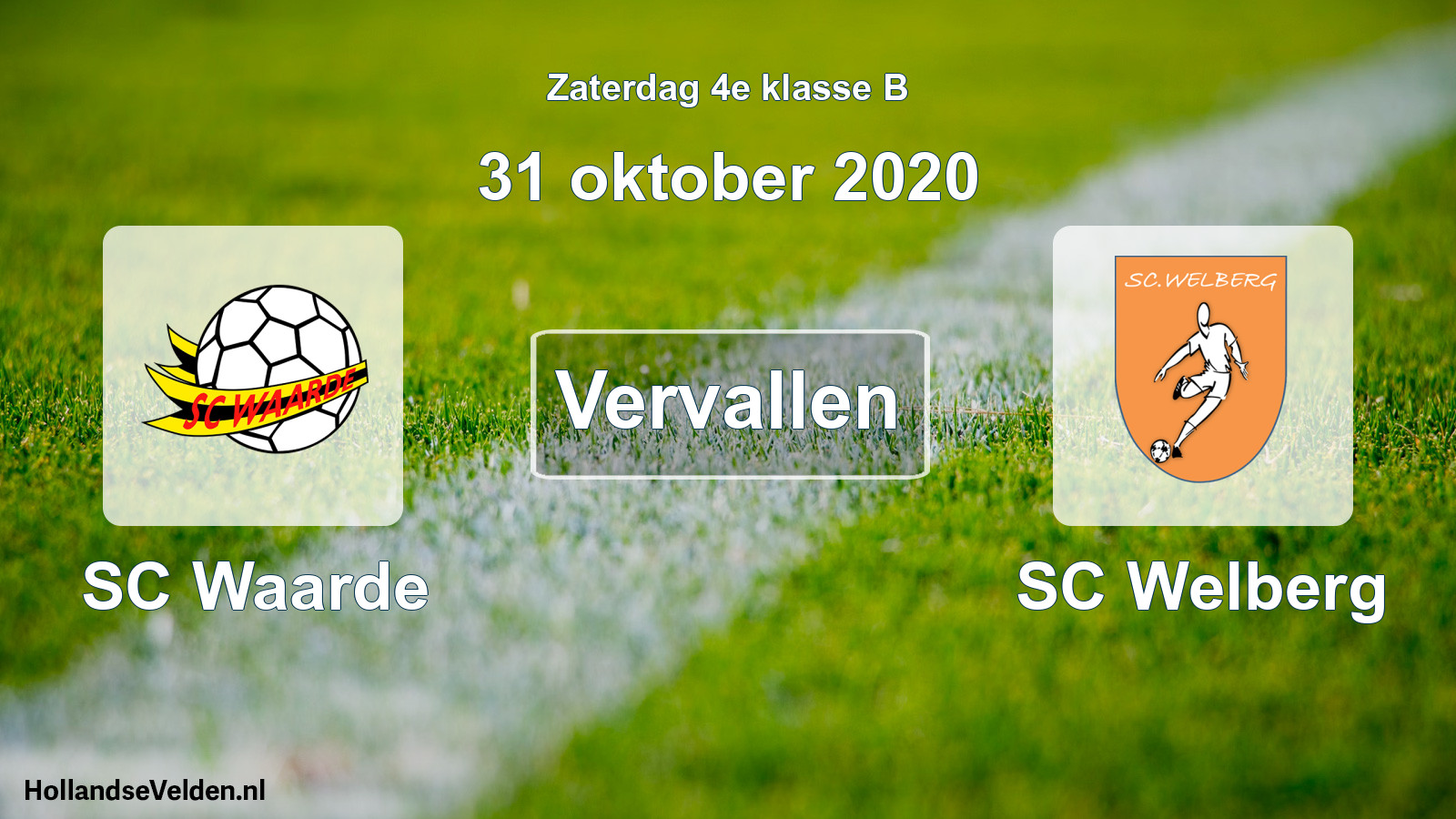 Scheduled Match: SC Waarde - SC Welberg (31 October 2020)