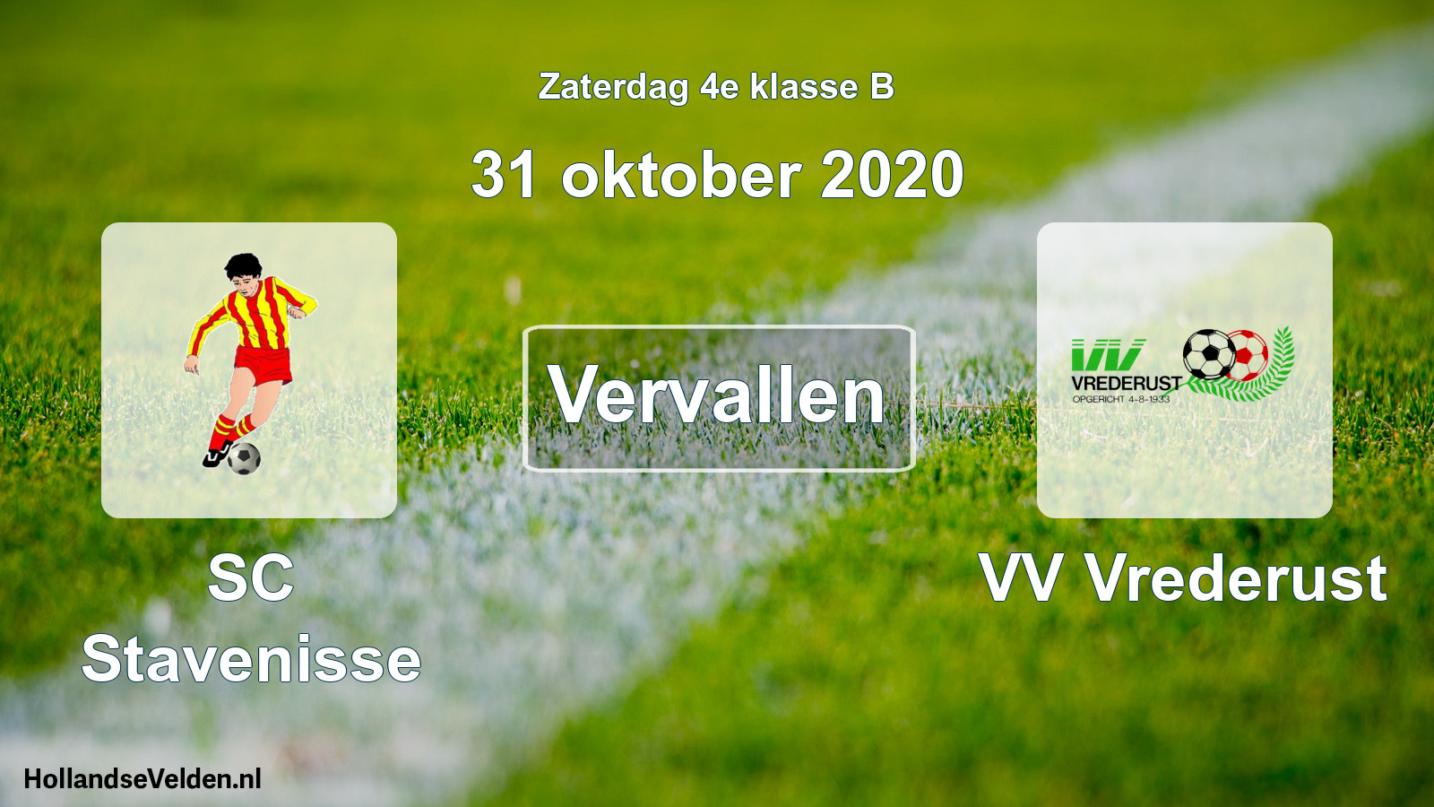 Scheduled Match: SC Stavenisse - VV Vrederust (31 October 2020)