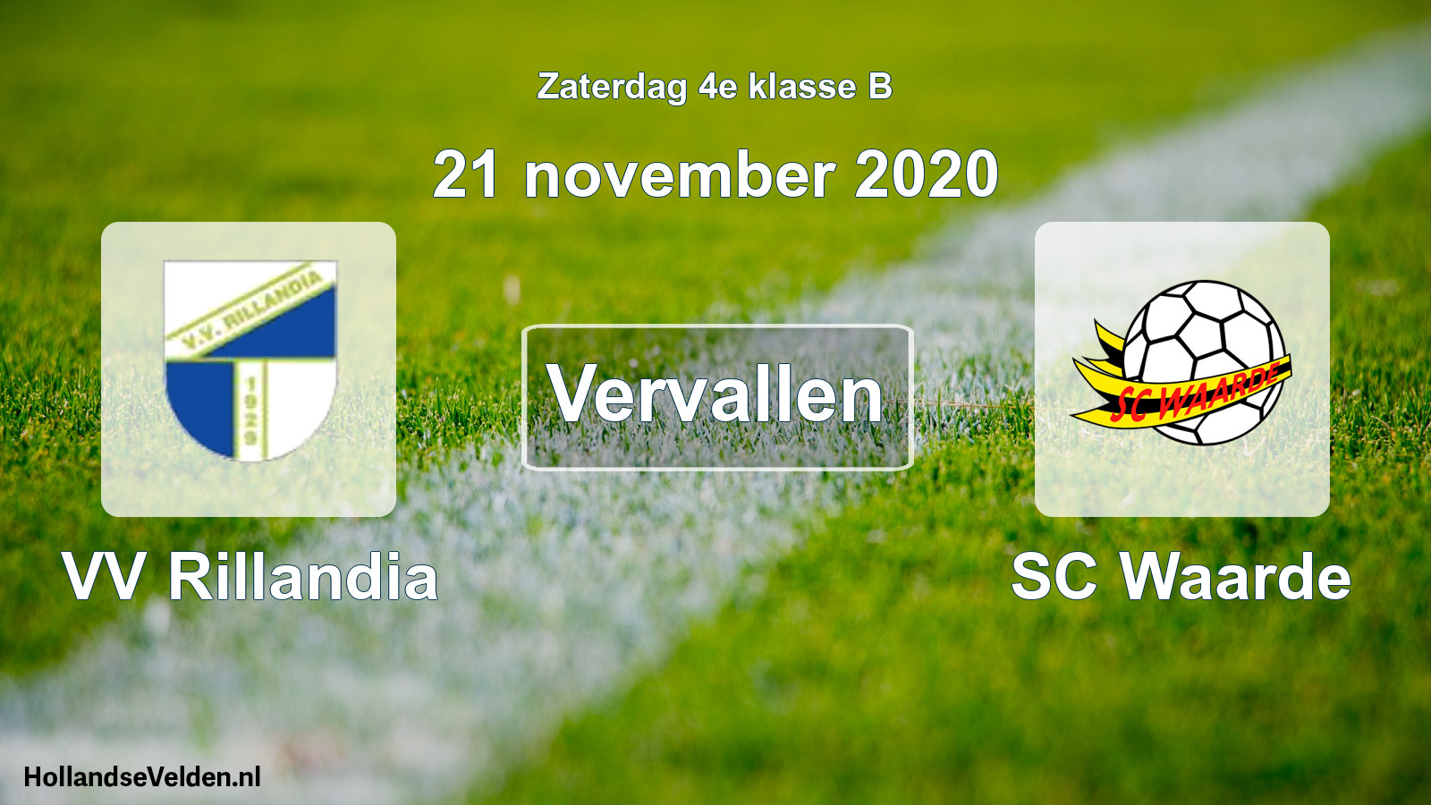 Scheduled Match: VV Rillandia - SC Waarde (21 November 2020)