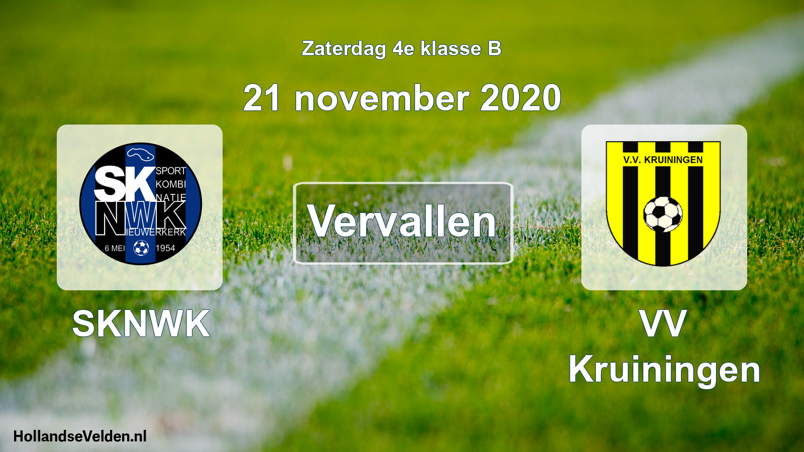Scheduled Match: SKNWK - VV Kruiningen (21 November 2020)