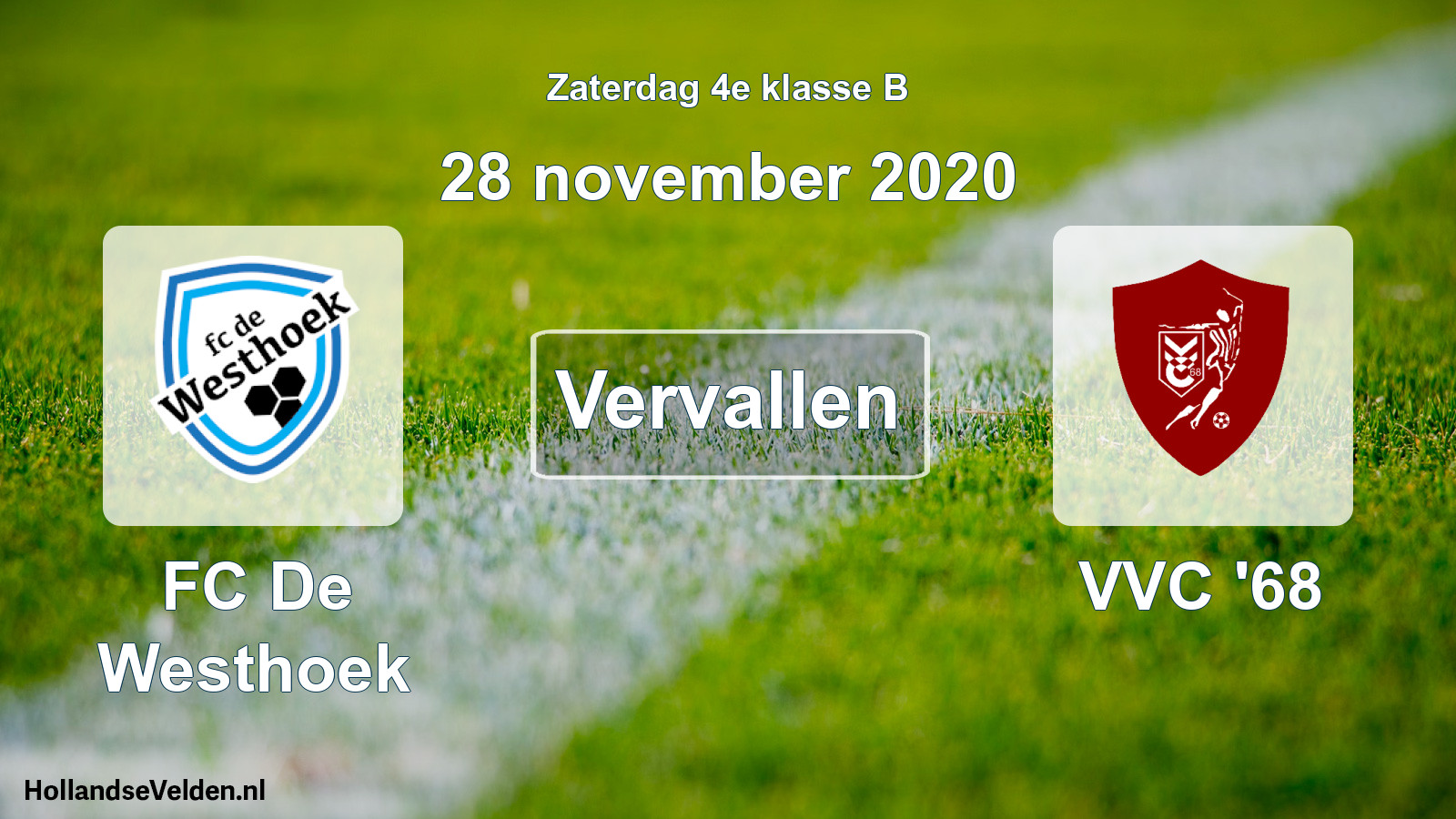 Scheduled Match: FC De Westhoek - VVC '68 (28 November 2020)