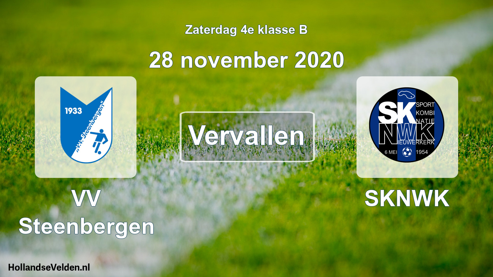 Scheduled Match: VV Steenbergen - SKNWK (28 November 2020)