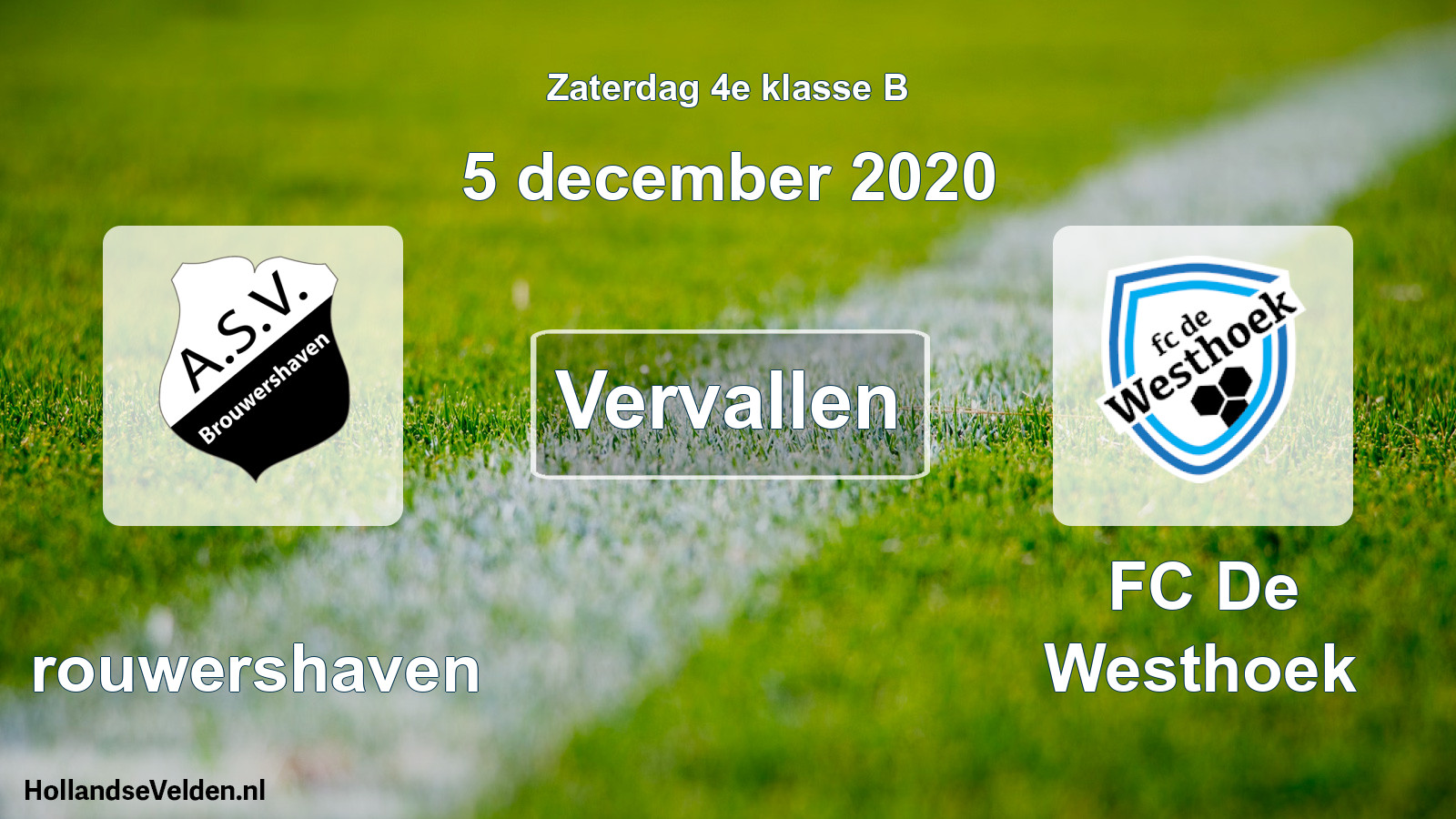 Scheduled Match: Brouwershaven - FC De Westhoek (5 December 2020)