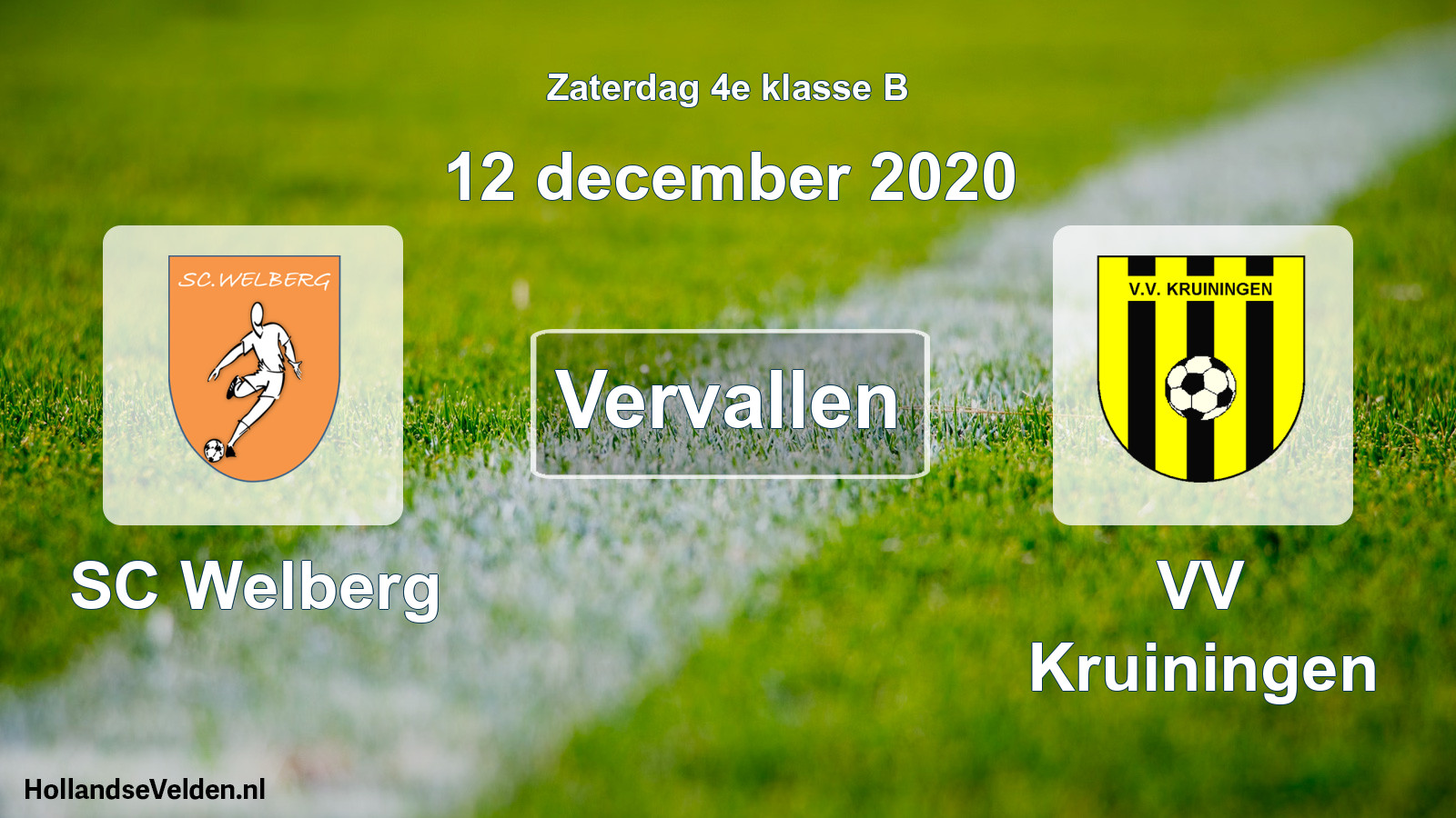 Scheduled Match: SC Welberg - VV Kruiningen (12 December 2020)
