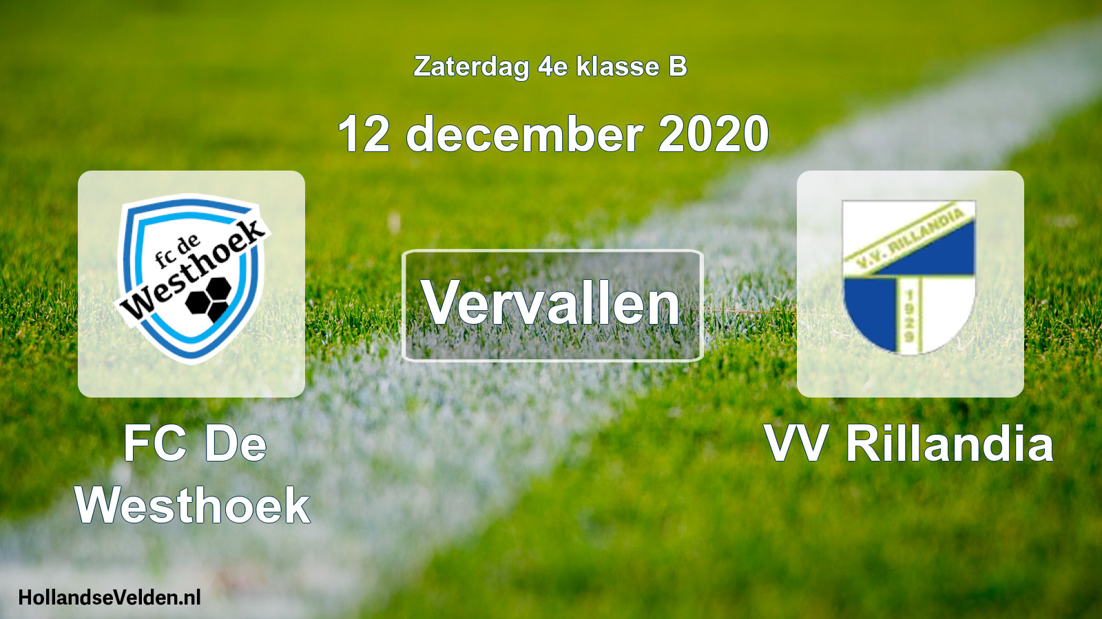 Scheduled Match: FC De Westhoek - VV Rillandia (12 December 2020)
