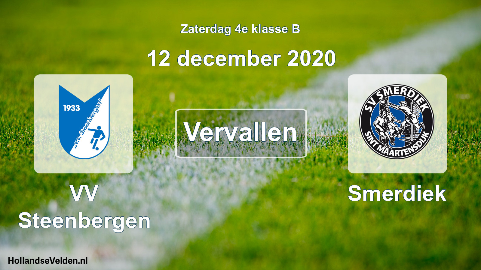 Scheduled Match: VV Steenbergen - Smerdiek (12 December 2020)