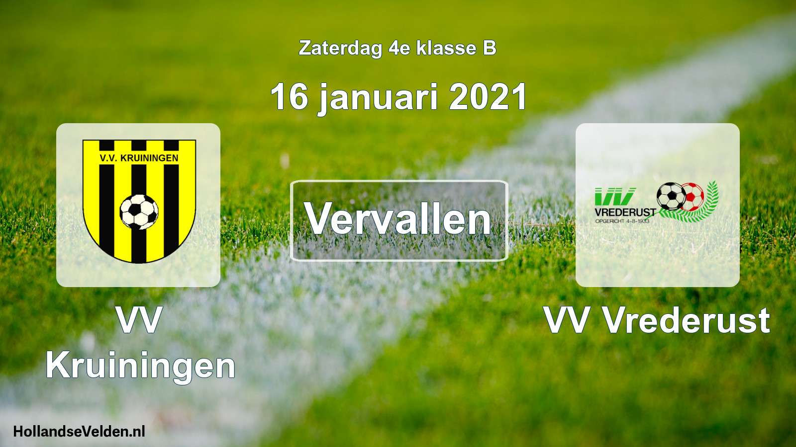 Scheduled Match: VV Kruiningen - VV Vrederust (16 January 2021)