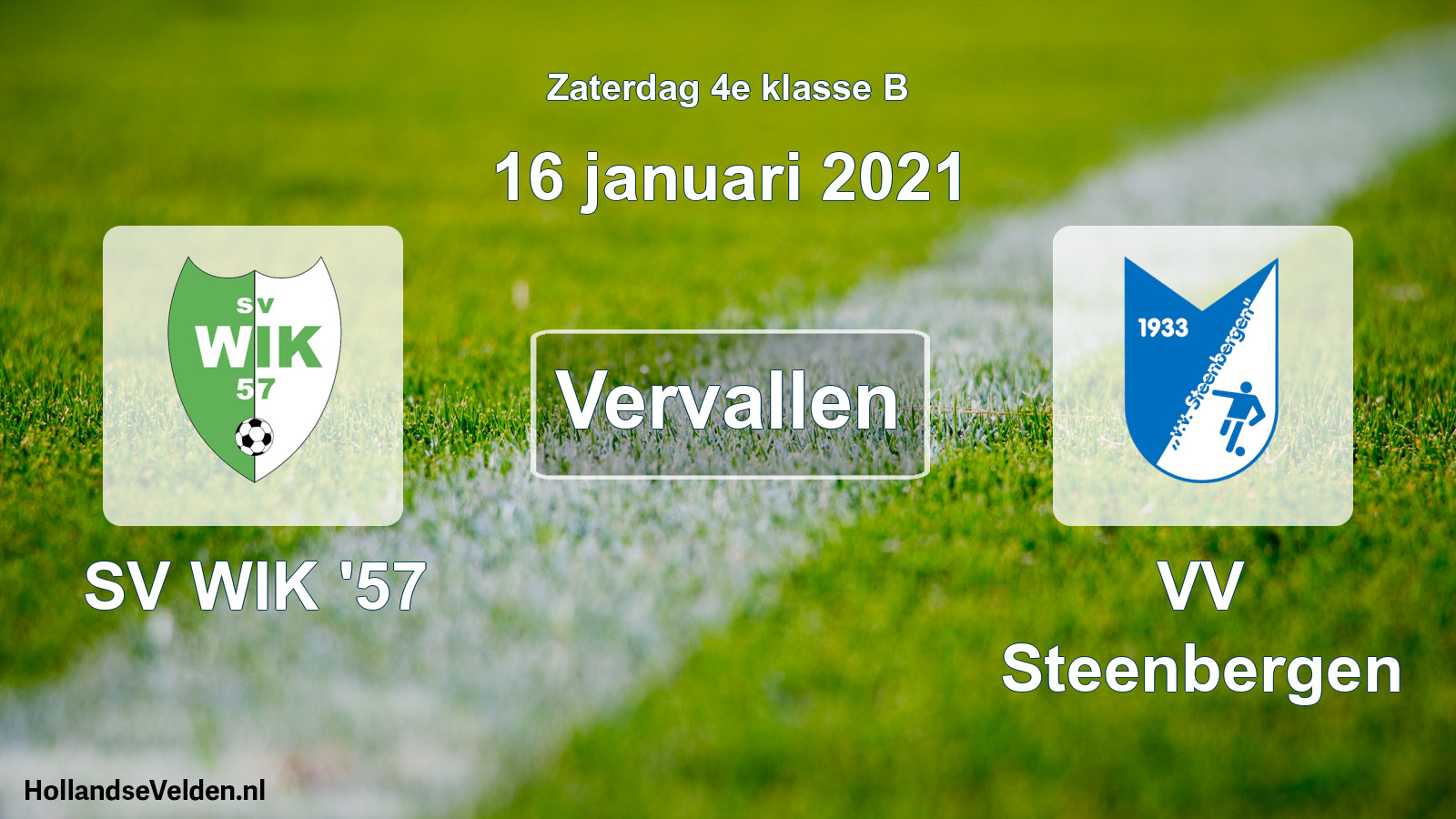 Scheduled Match: SV WIK '57 - VV Steenbergen (16 January 2021)