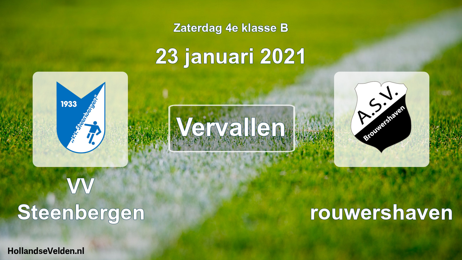 Scheduled Match: VV Steenbergen - Brouwershaven (23 January 2021)