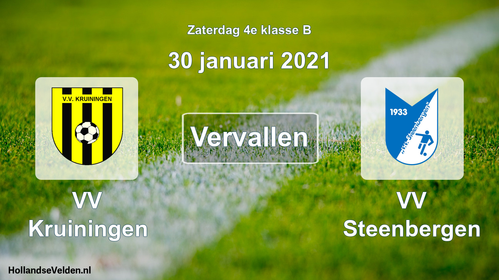 Scheduled Match: VV Kruiningen - VV Steenbergen (30 January 2021)
