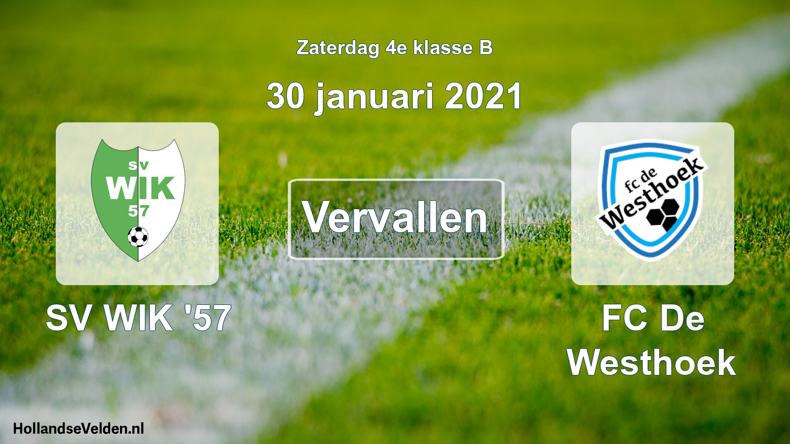 Scheduled Match: SV WIK '57 - FC De Westhoek (30 January 2021)