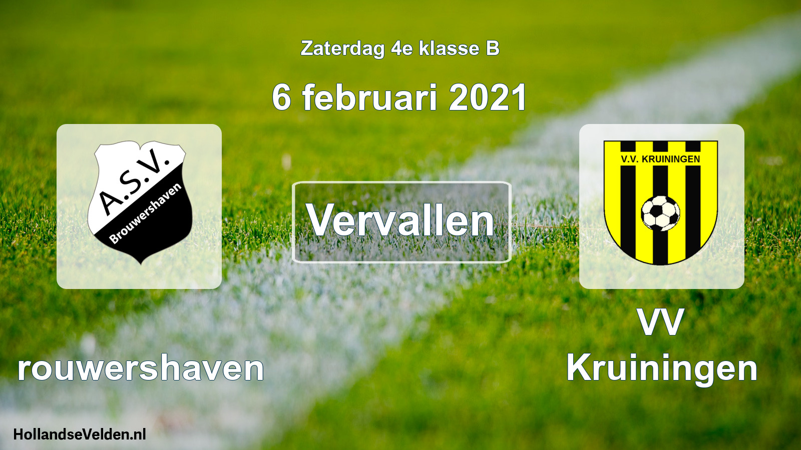 Scheduled Match: Brouwershaven - VV Kruiningen (6 February 2021)