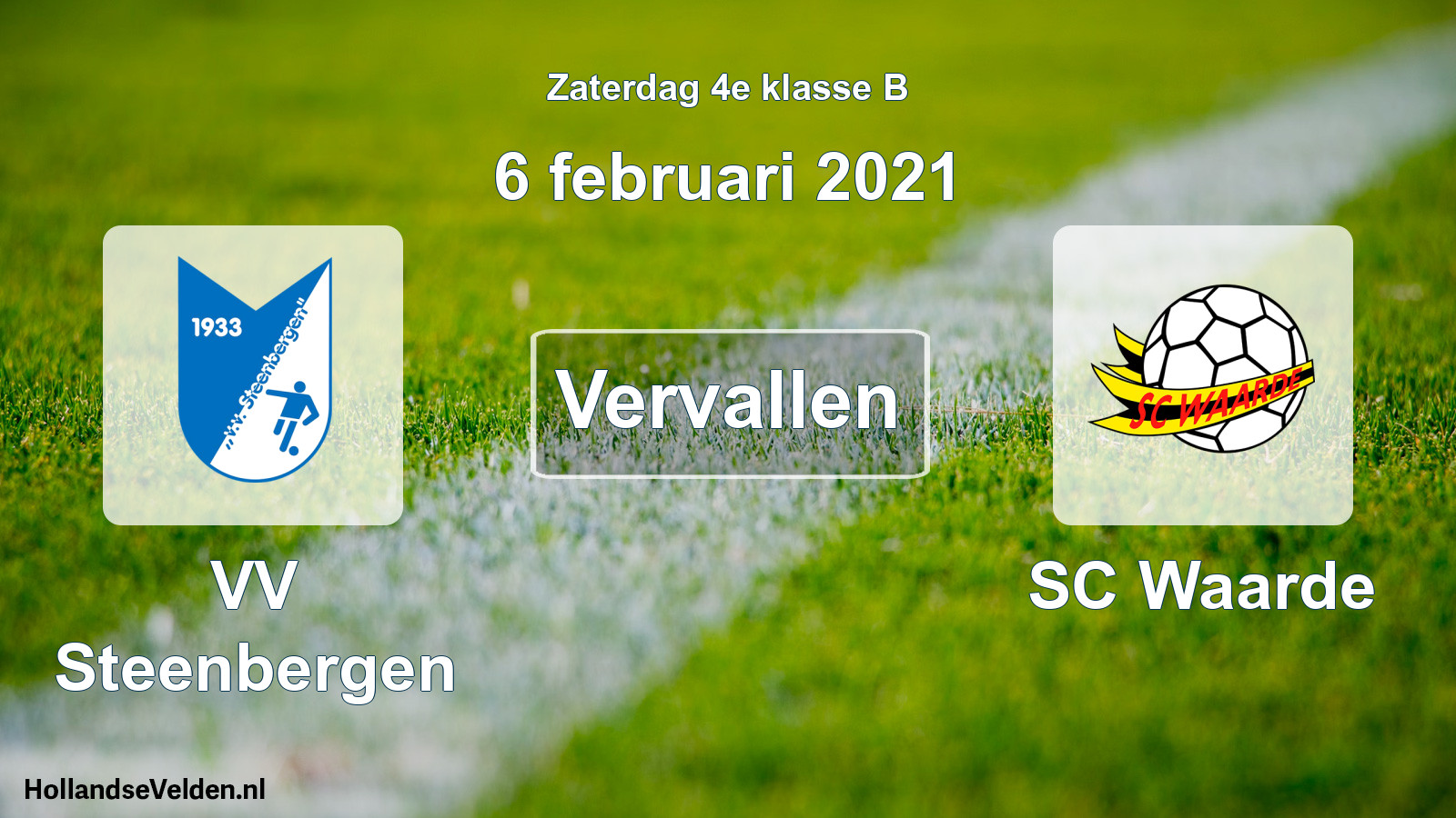 Scheduled Match: VV Steenbergen - SC Waarde (6 February 2021)