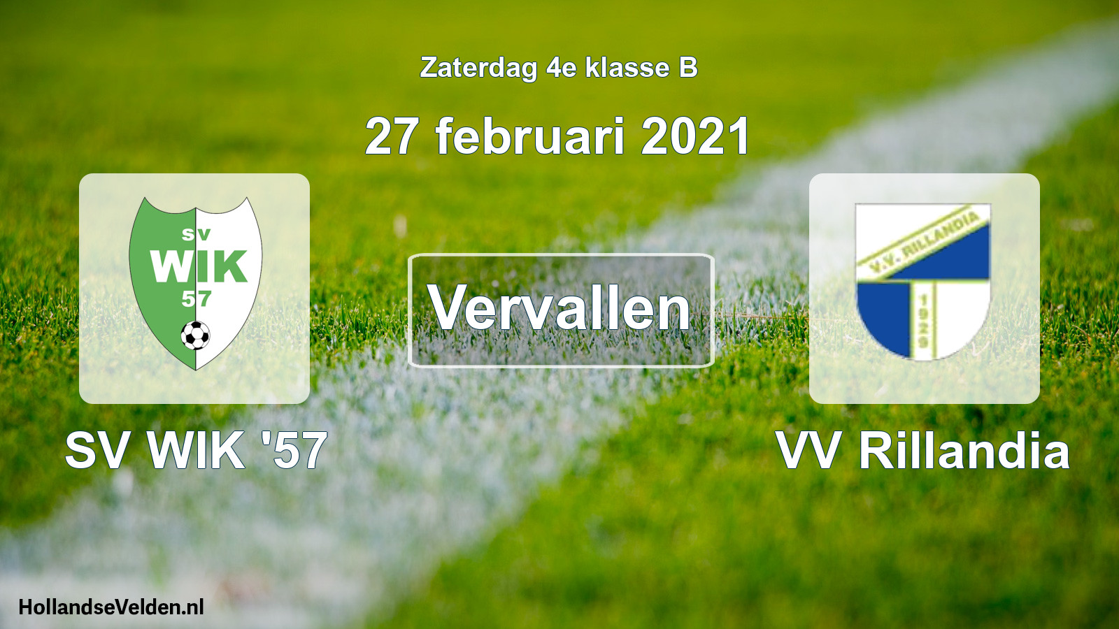 Scheduled Match: SV WIK '57 - VV Rillandia (27 February 2021)
