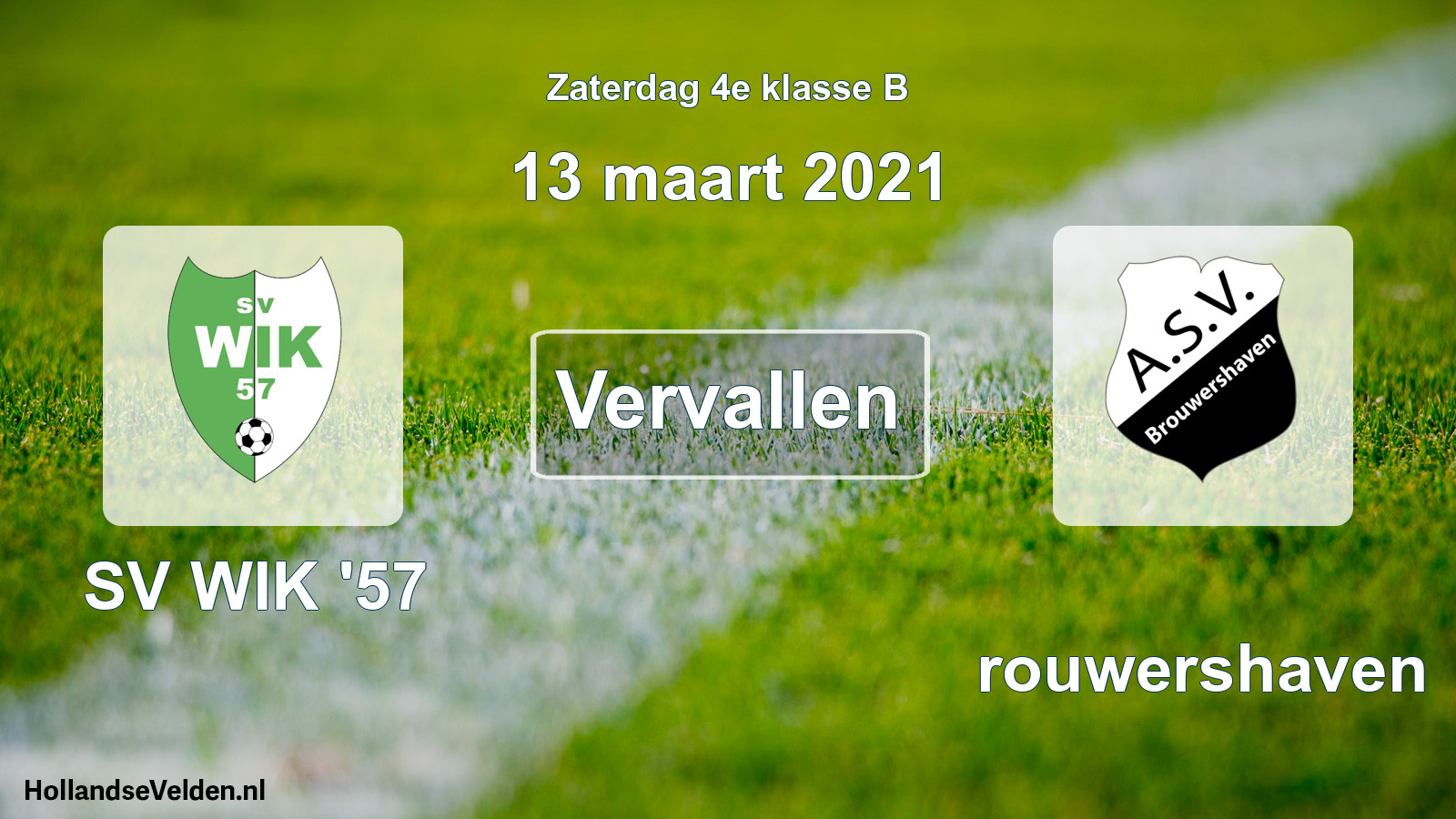 Scheduled Match: SV WIK '57 - Brouwershaven (13 March 2021)