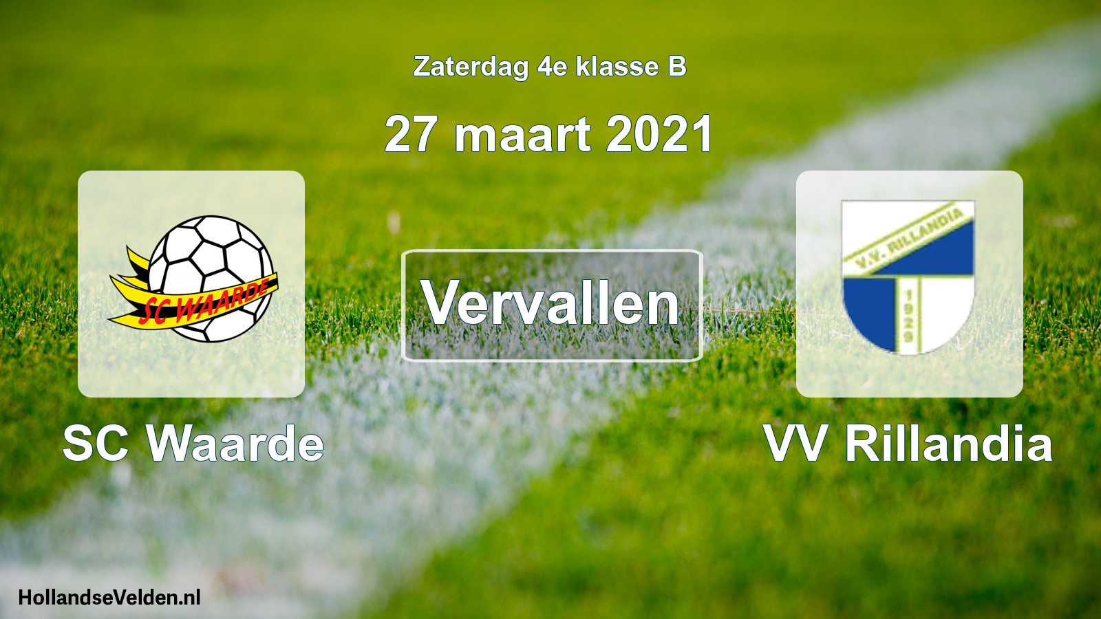 Scheduled Match: SC Waarde - VV Rillandia (27 March 2021)