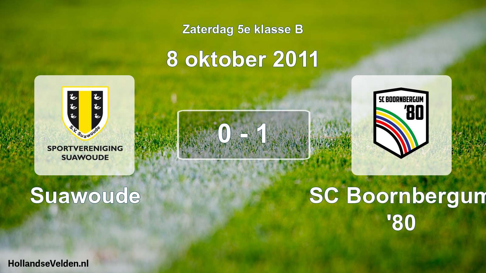 Total number of matches played: Suawoude - SC Boornbergum '80 0 - 1 (8 October 2011)