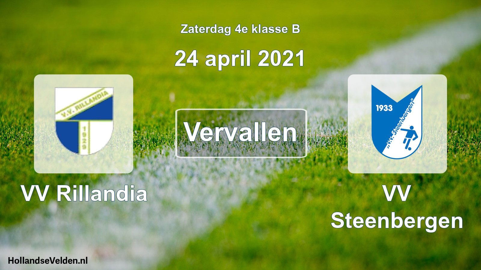 Scheduled Match: VV Rillandia - VV Steenbergen (24 April 2021)