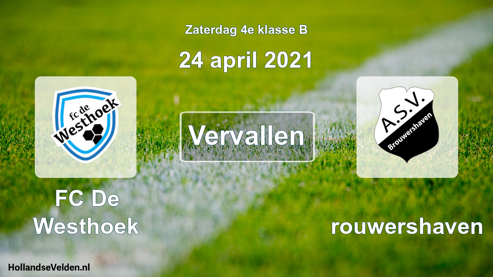 Scheduled Match: FC De Westhoek - Brouwershaven (24 April 2021)