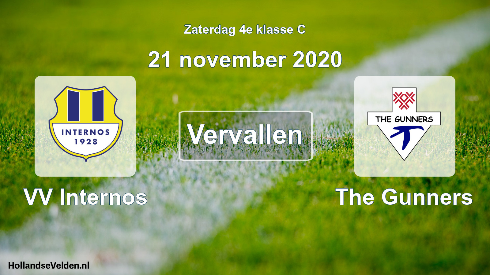 Scheduled Match: VV Internos - The Gunners (21 November 2020)