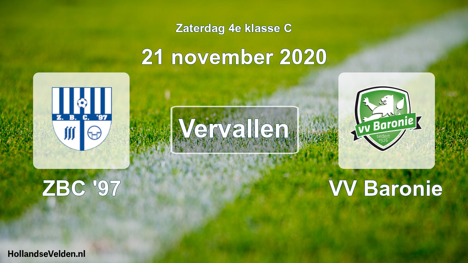 Scheduled Match: ZBC '97 - VV Baronie (21 November 2020)