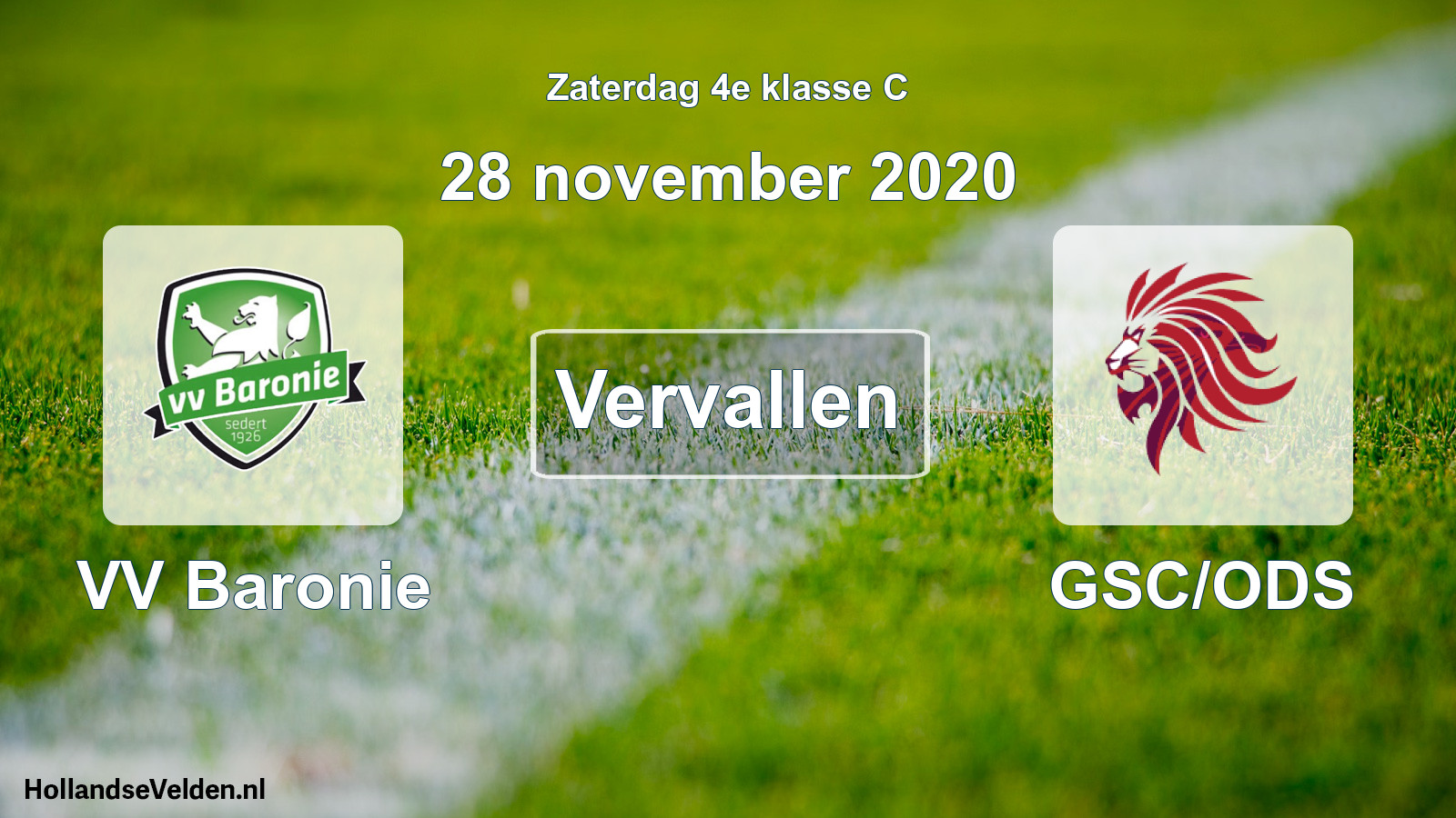 Scheduled Match: VV Baronie - GSC/ODS (28 November 2020)