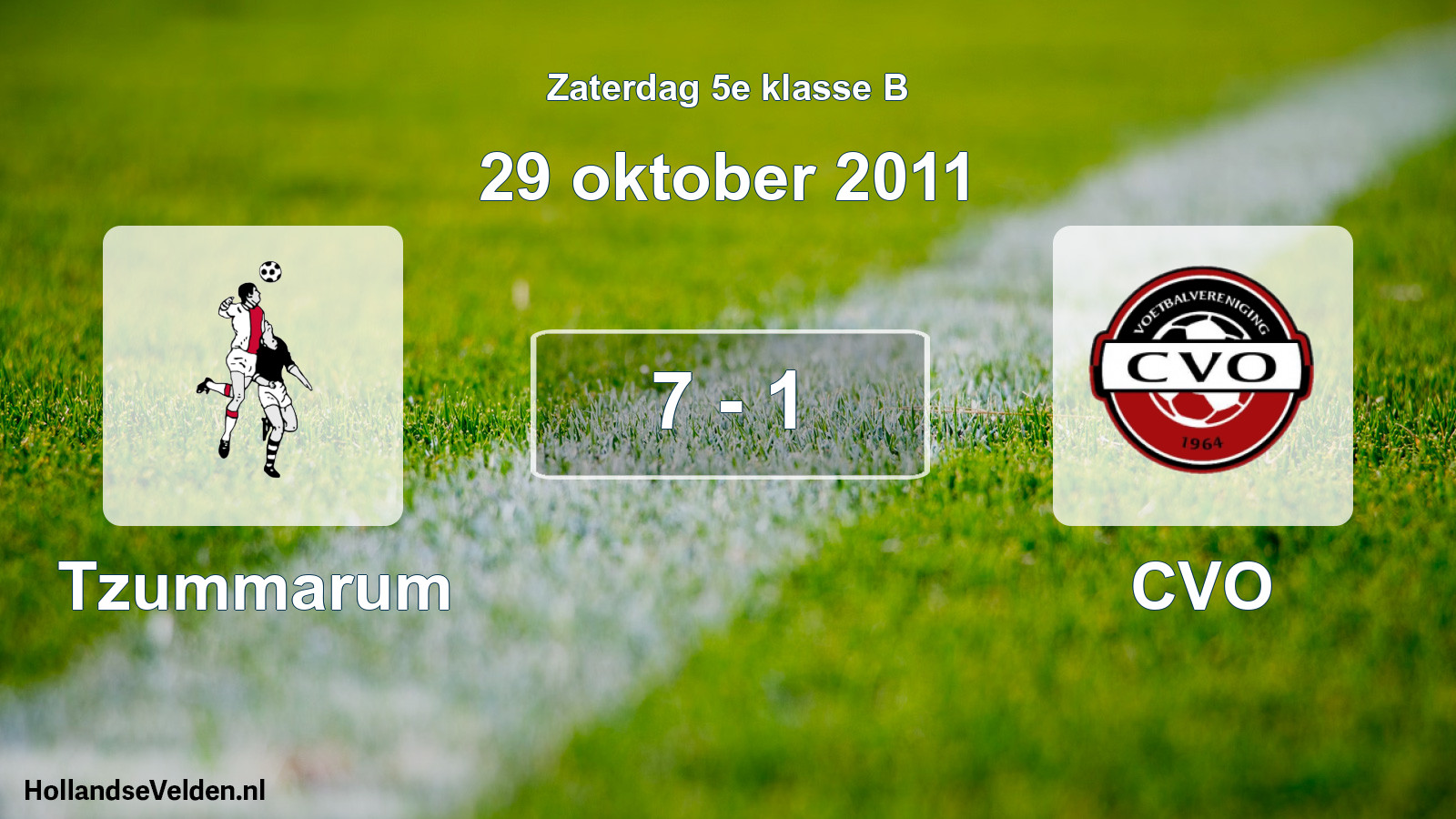 Total number of matches played: Tzummarum - CVO 7 - 1 (29 October 2011)