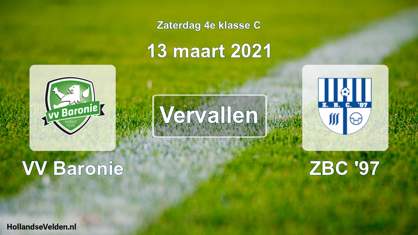 Scheduled Match: VV Baronie - ZBC '97 (13 March 2021)