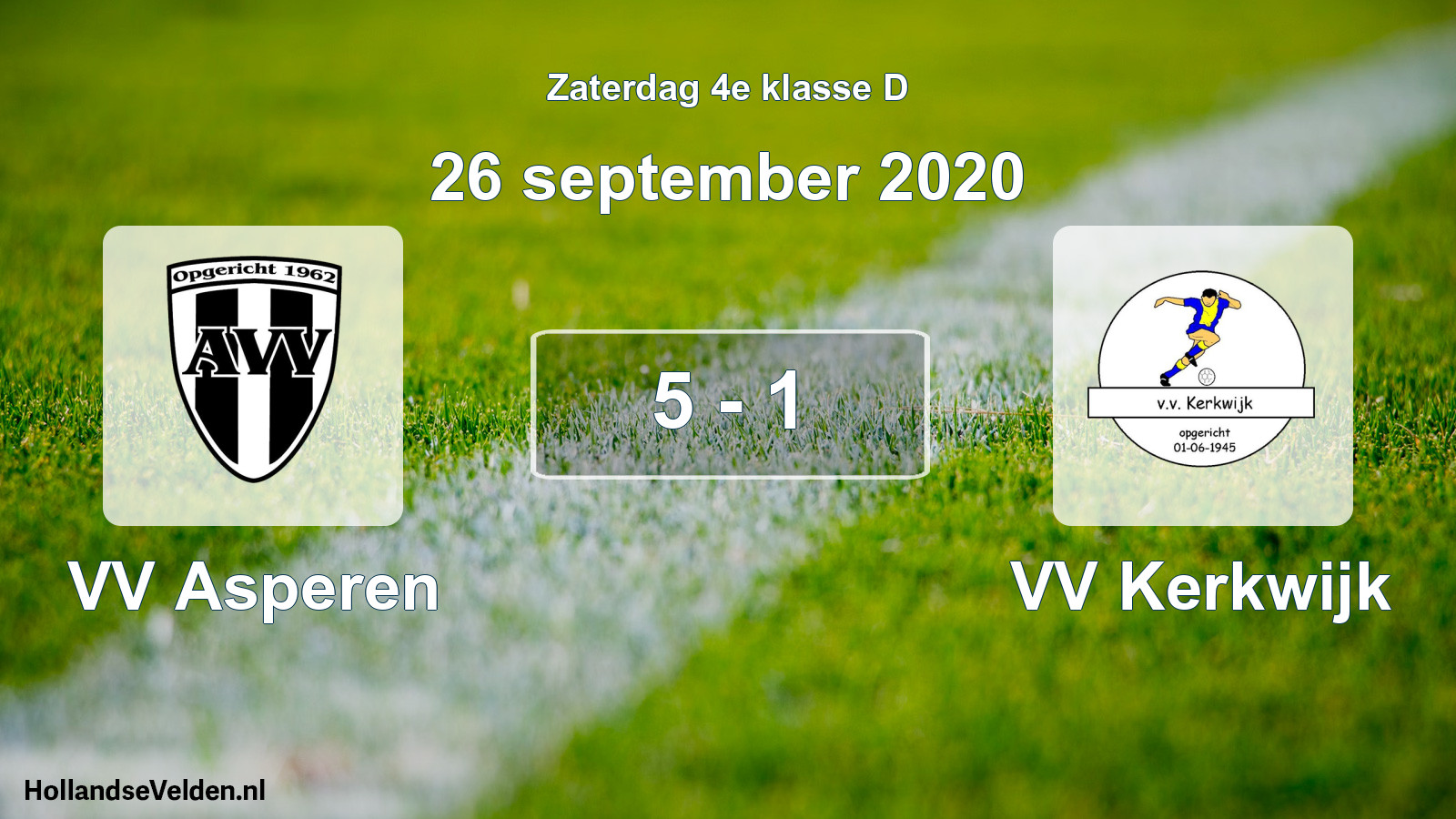 Total number of matches played: VV Asperen - VV Kerkwijk 5 - 1 (26 September 2020)