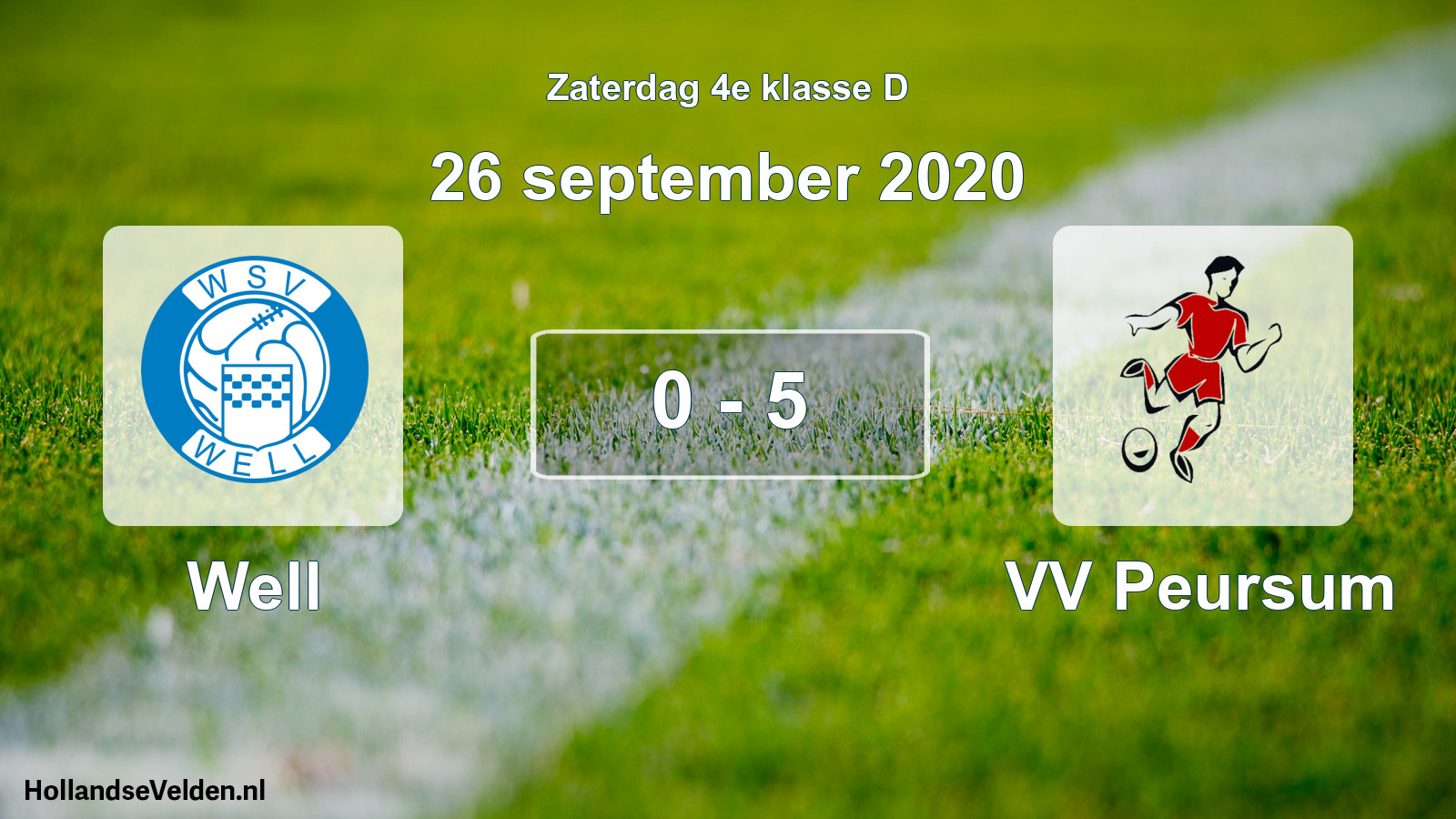 Total number of matches played: Well - VV Peursum 0 - 5 (26 September 2020)