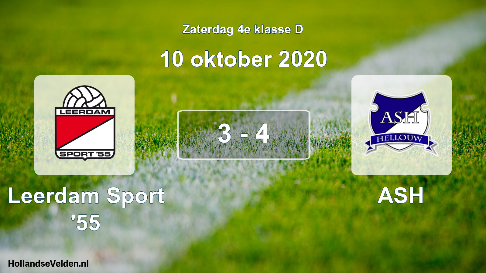 Total number of matches played: Leerdam Sport '55 - ASH 3 - 4 (10 October 2020)