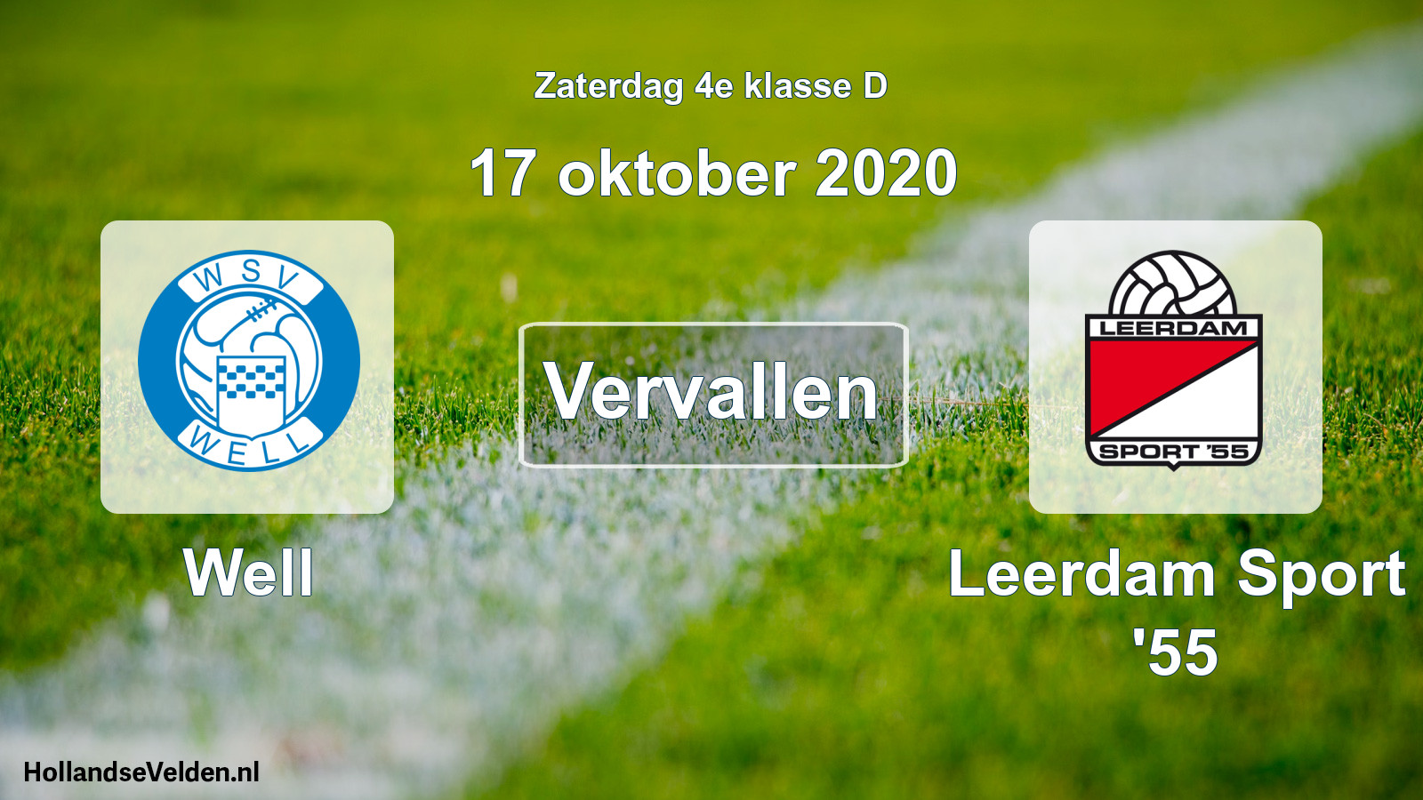 Scheduled Match: Well - Leerdam Sport '55 (17 October 2020)