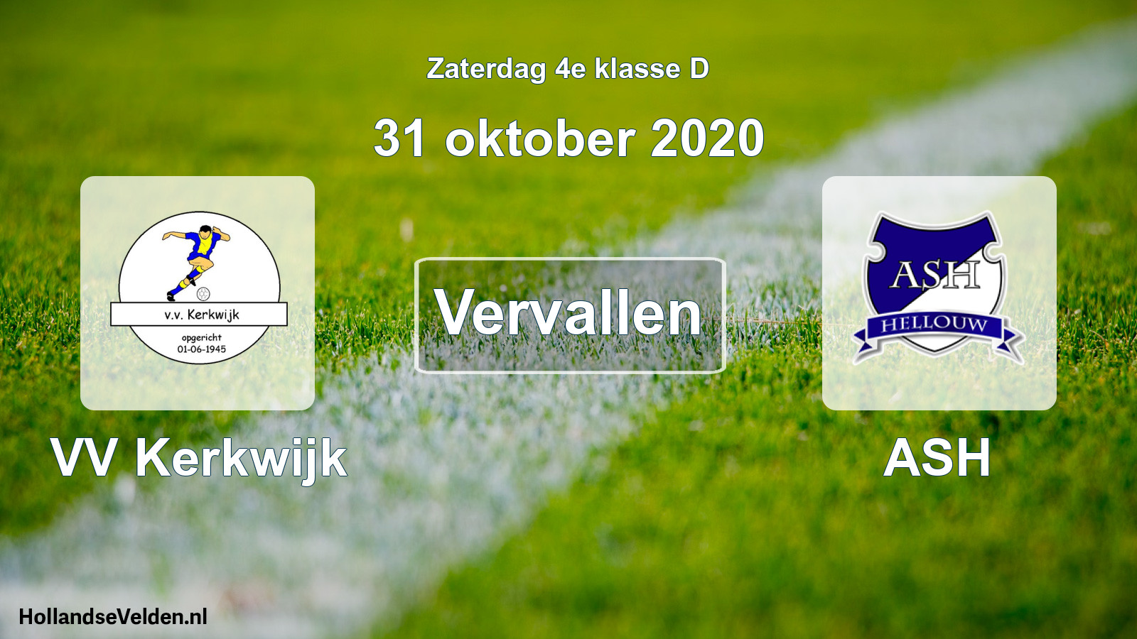 Scheduled Match: VV Kerkwijk - ASH (31 October 2020)