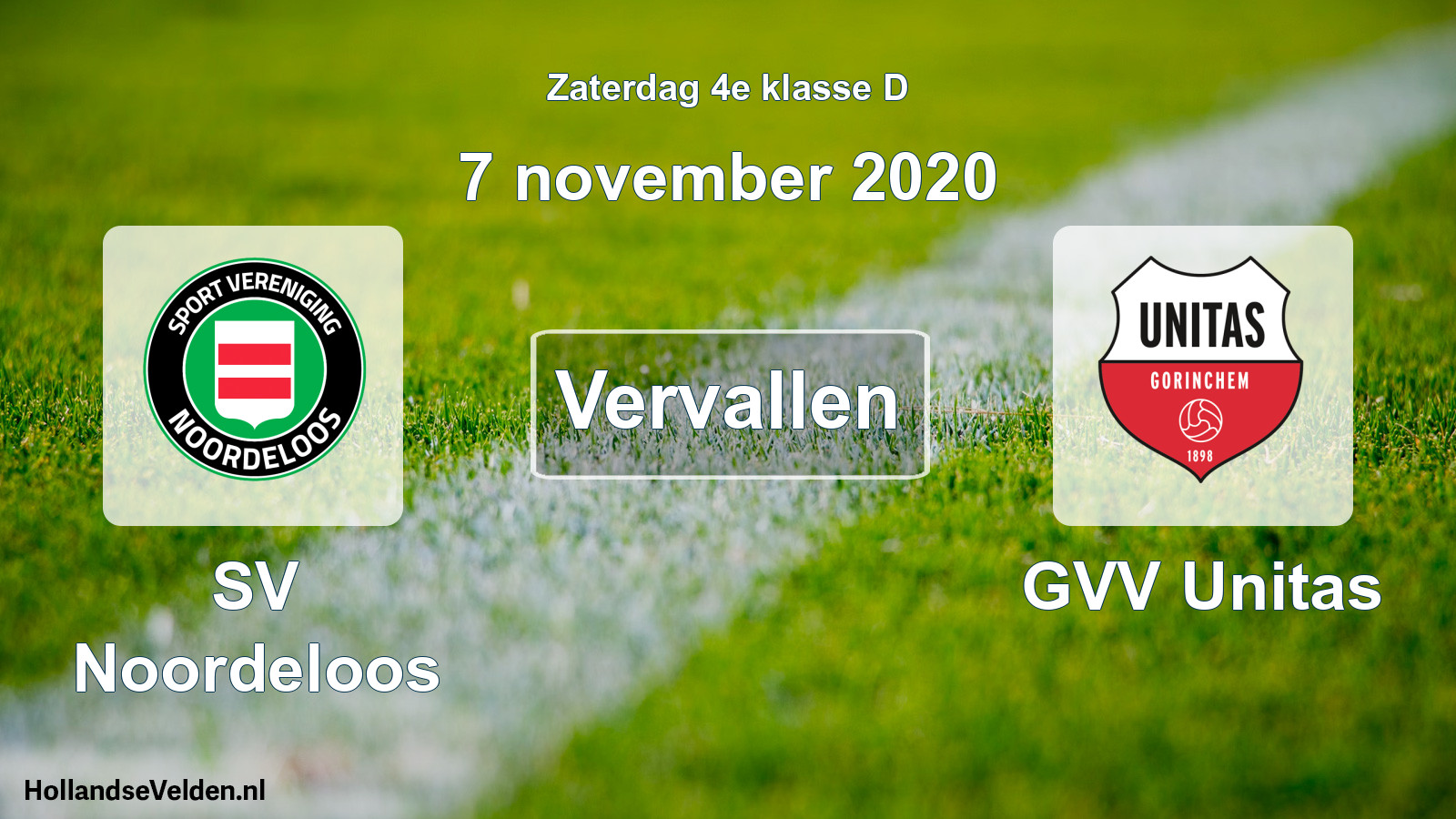 Scheduled Match: SV Noordeloos - GVV Unitas (7 November 2020)