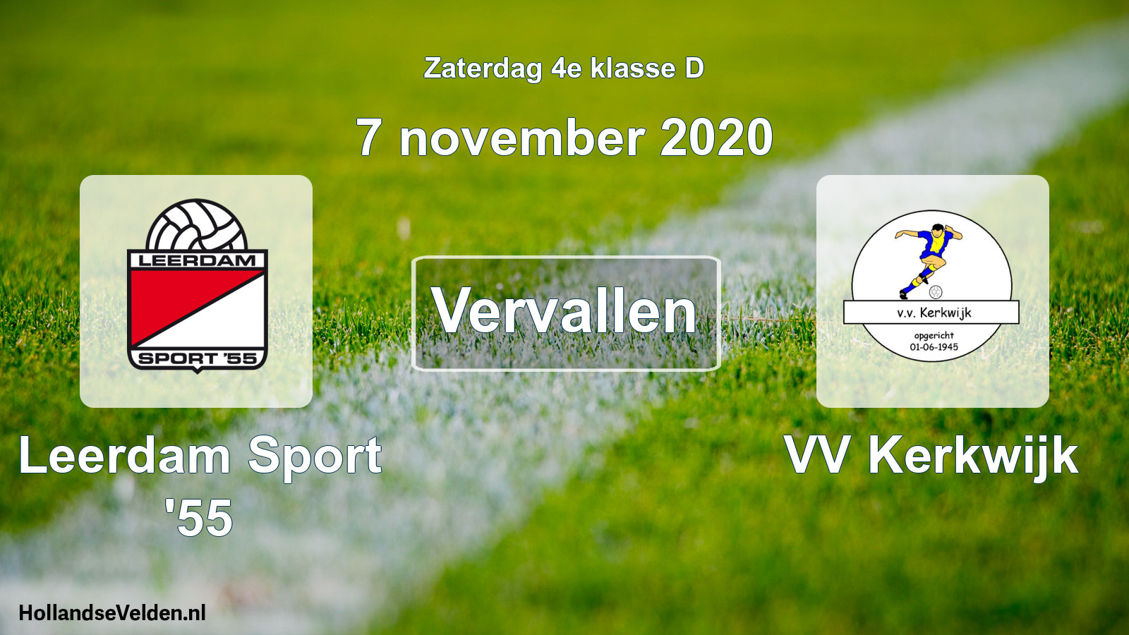 Scheduled Match: Leerdam Sport '55 - VV Kerkwijk (7 November 2020)